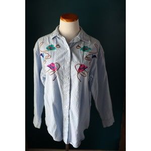 VTG Women's Jeanswear M Cowboy hat embroidered button down long sleeve Cowgirl